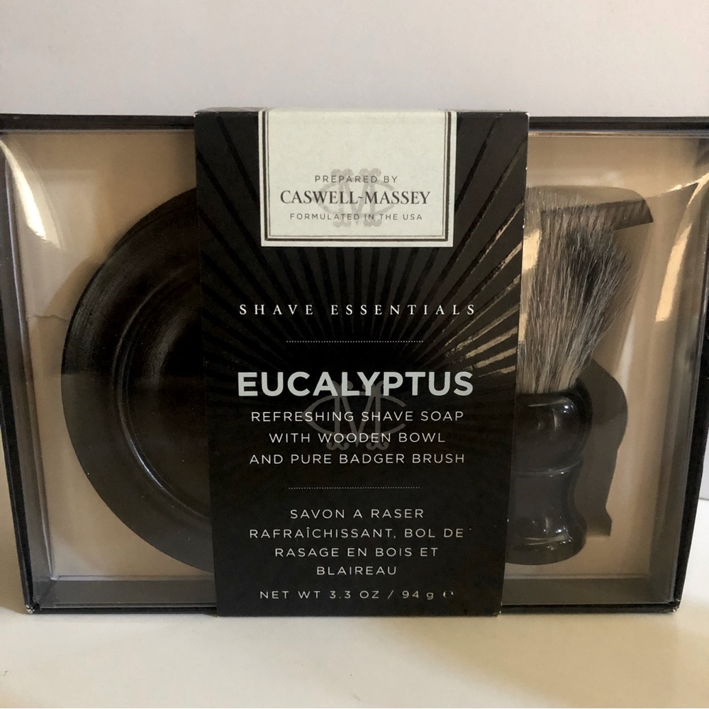 Caswell-Massey Shave Soap with Wooden Bowl and Shave Brush- Eucalyptus